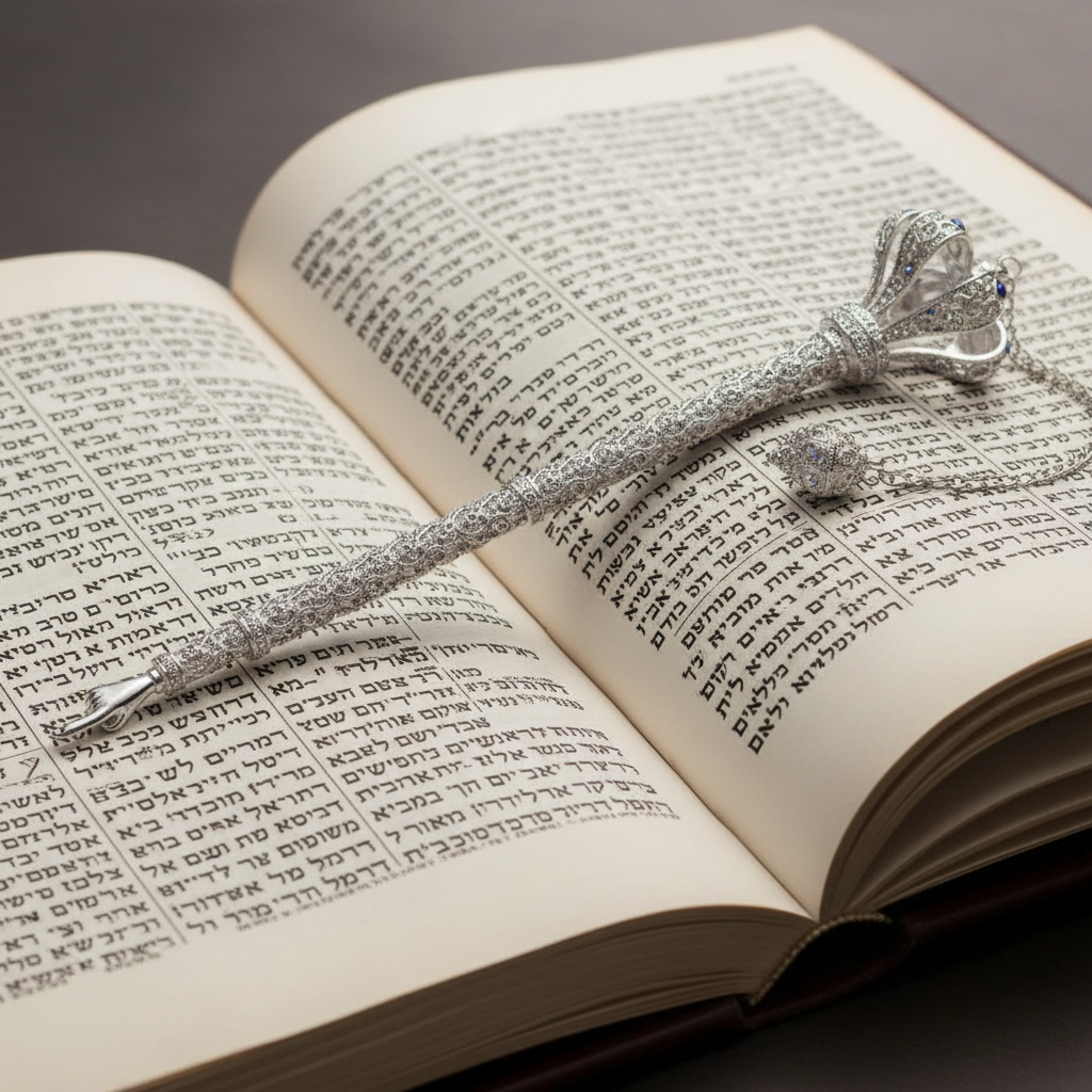 Torah Pointer with Sapphire Crystals | Yad