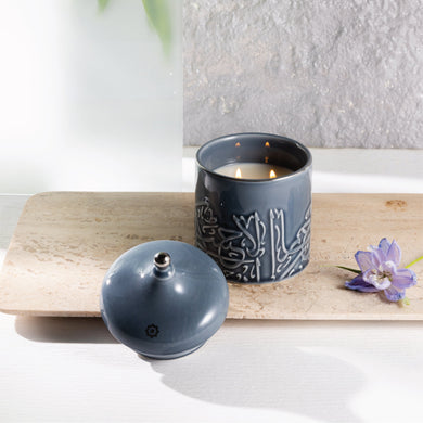 Jiwar - Medium Candle| Minty Wood - Haze Blue & Silver