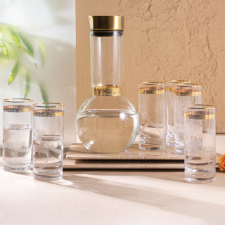 Jiwar - Jug with 6 Tall cups - Gold