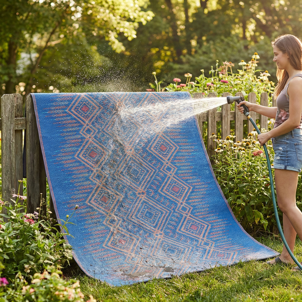 Jodhpur Multi Blue Boho Reversible Outdoor Patio Rug