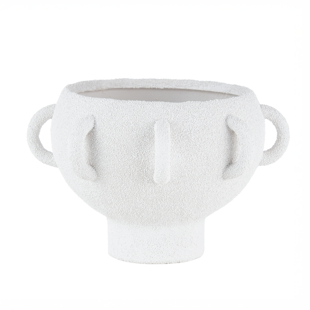 Textured Porcelain Decorative Bowl with Multiple Handles Design