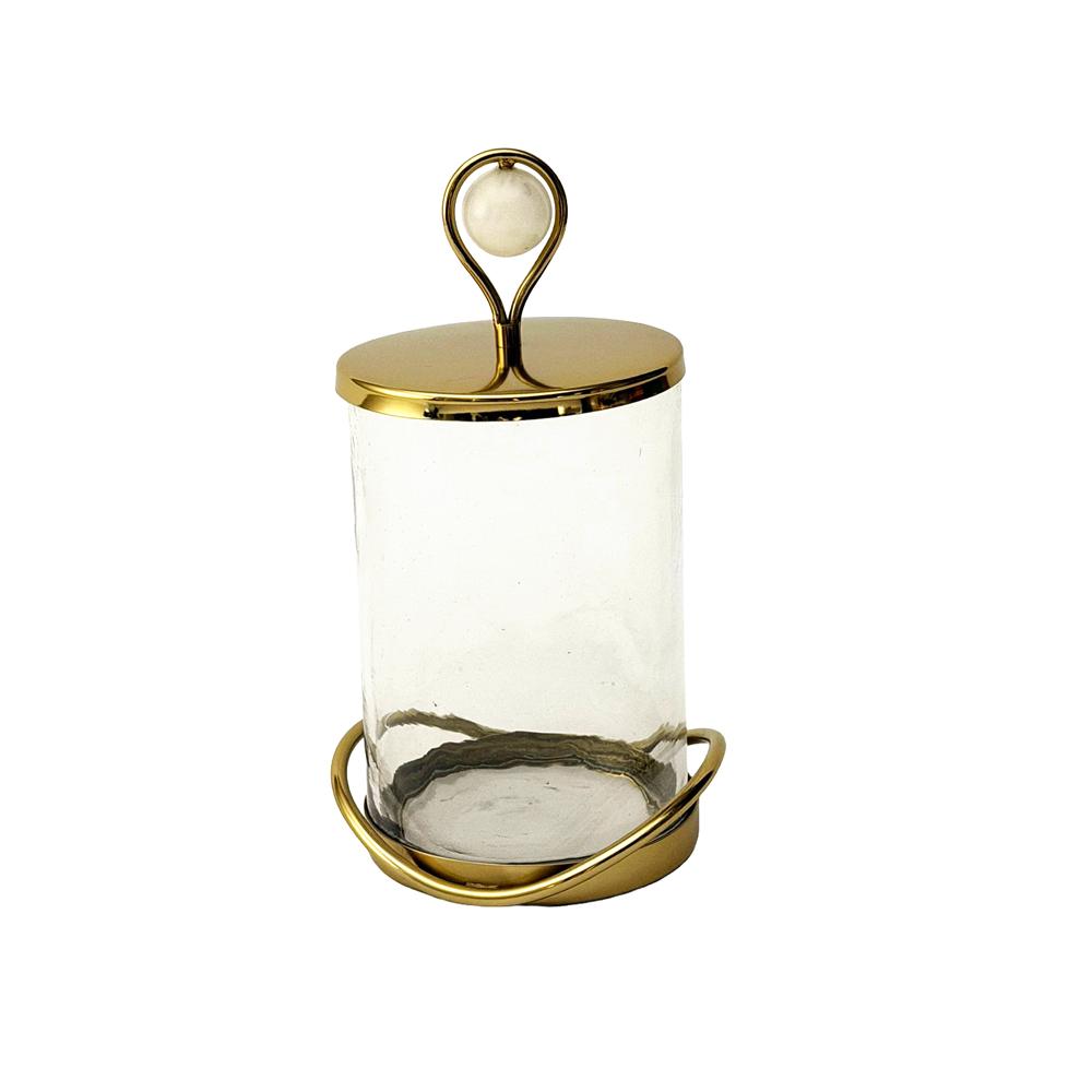 Elegant Glass Cookie Jar With Gold Lid and Base