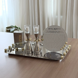 Stainless Steel Candle Holders with Gold Balls