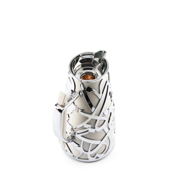 Luxury Diwan Vacuum Flask – Pearl & Silver, Travel-Friendly Insulated Bottle