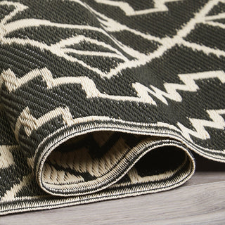 Kilimanjaro Black Boho Reversible Outdoor Patio Rug
