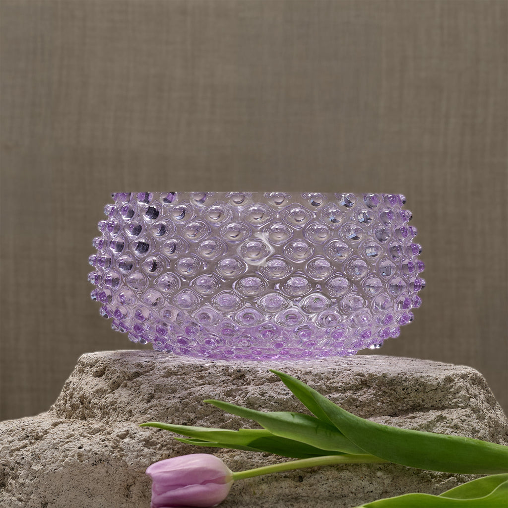 Hobnail Glass Bowl in Lilac Bloom – Large