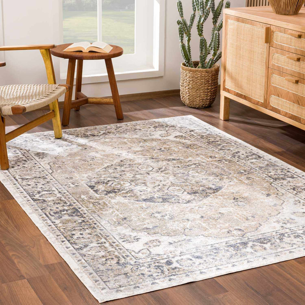 Rudo Beige Flat Pile Washable Rug – Stylish Neutral Living Room Carpet