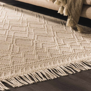 Ramsbury Beige Trellis Wool Rug – Premium Soft Wool Area Carpet
