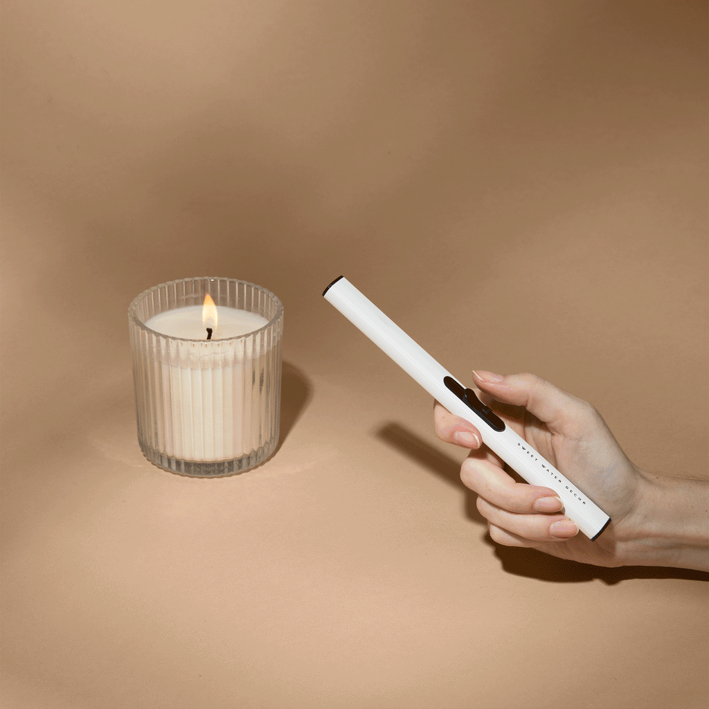 Rechargeable White Electric Arc Lighter | USB Flameless Candle & Fireplace Lighter