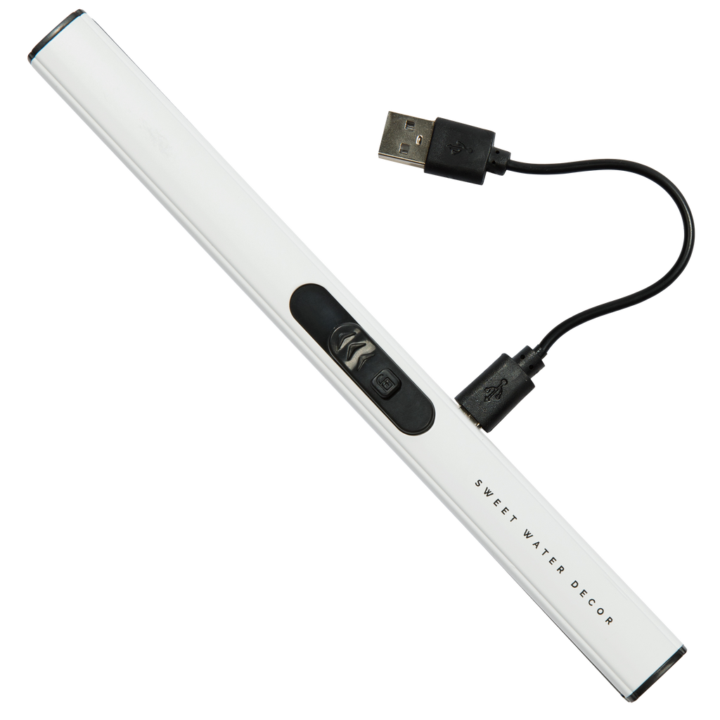 Rechargeable White Electric Arc Lighter | USB Flameless Candle & Fireplace Lighter
