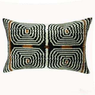 Labyrinth Silk Velvet Ikat Throw Pillow Cover 16 X 24