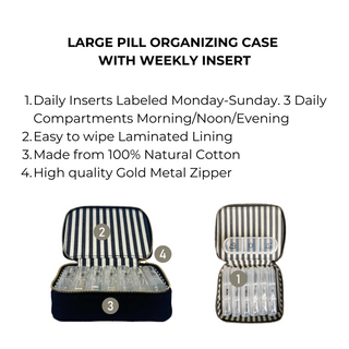 Large Pill Travel Case with Individual Daily Pill Organizer – Black