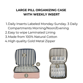 Large Pill Travel Case with Individual Daily Pill Organizer – Pink/Blush