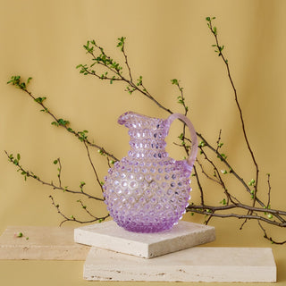 Hobnail Glass Jug in Lilac Bloom – 2 Liter
