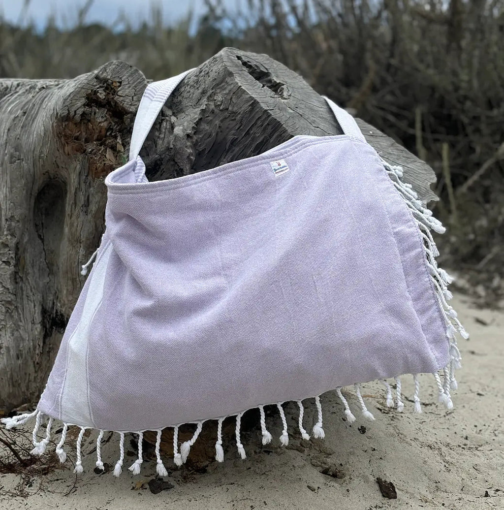 3-in-1 Cotton Beach Bag, Towel & Chair Cover – Solid Collection