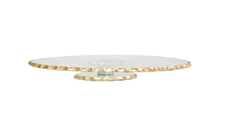 Lazy Susan Cake Tray – Stacked Glass with Gold Edge
