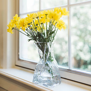 Le Sack Small Glass Vase – Modern Decorative Clear Glass Vase