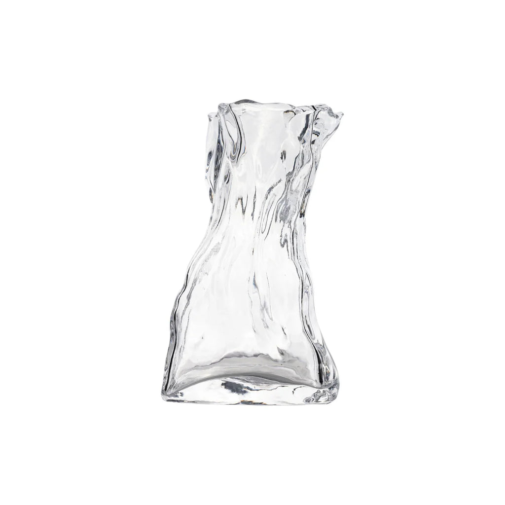 Le Sack Small Glass Vase – Modern Decorative Clear Glass Vase