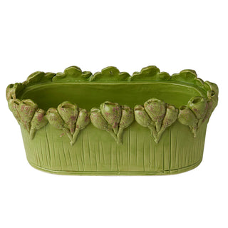 Les Fleur Oval Centerpiece in Ivory & Green | Medium or Large