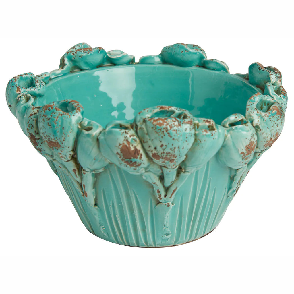 Les Fleur Bowl with Flowers – Sea Foam or Pink | Handmade in Italy