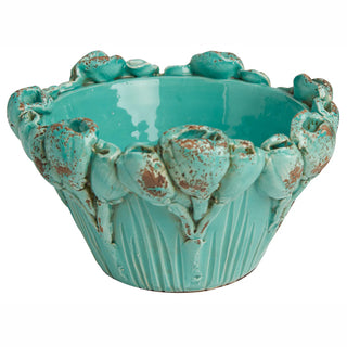 Les Fleur Bowl with Flowers – Sea Foam or Pink | Handmade in Italy