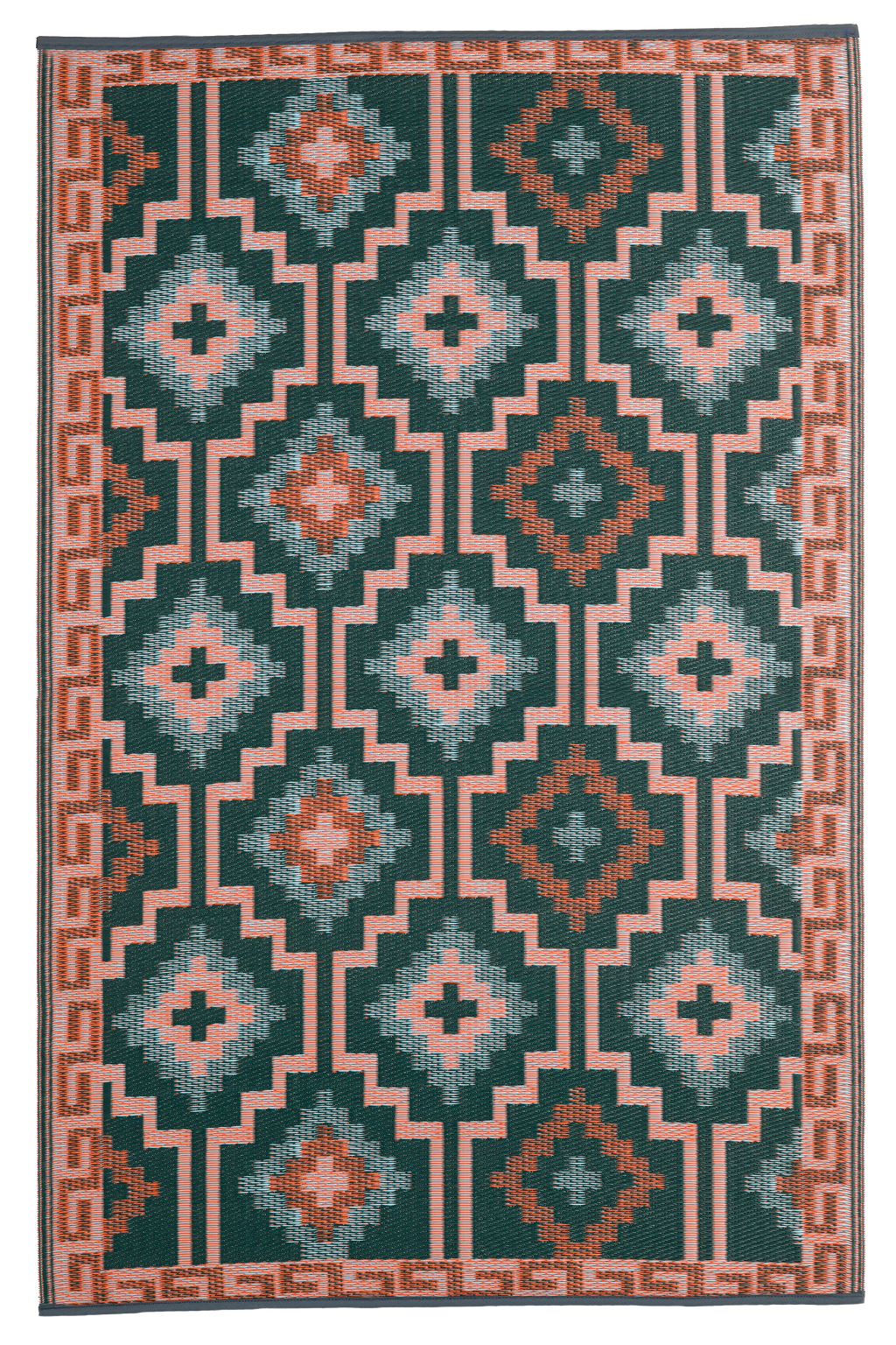 Lhasa Green Boho Reversible Outdoor Patio Rug