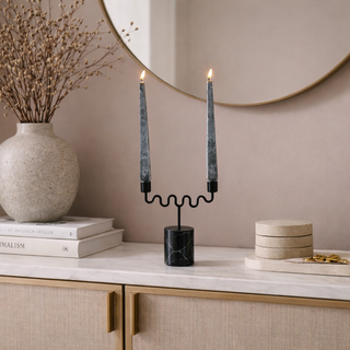 Lilia Black Marble & Iron Candle Holder