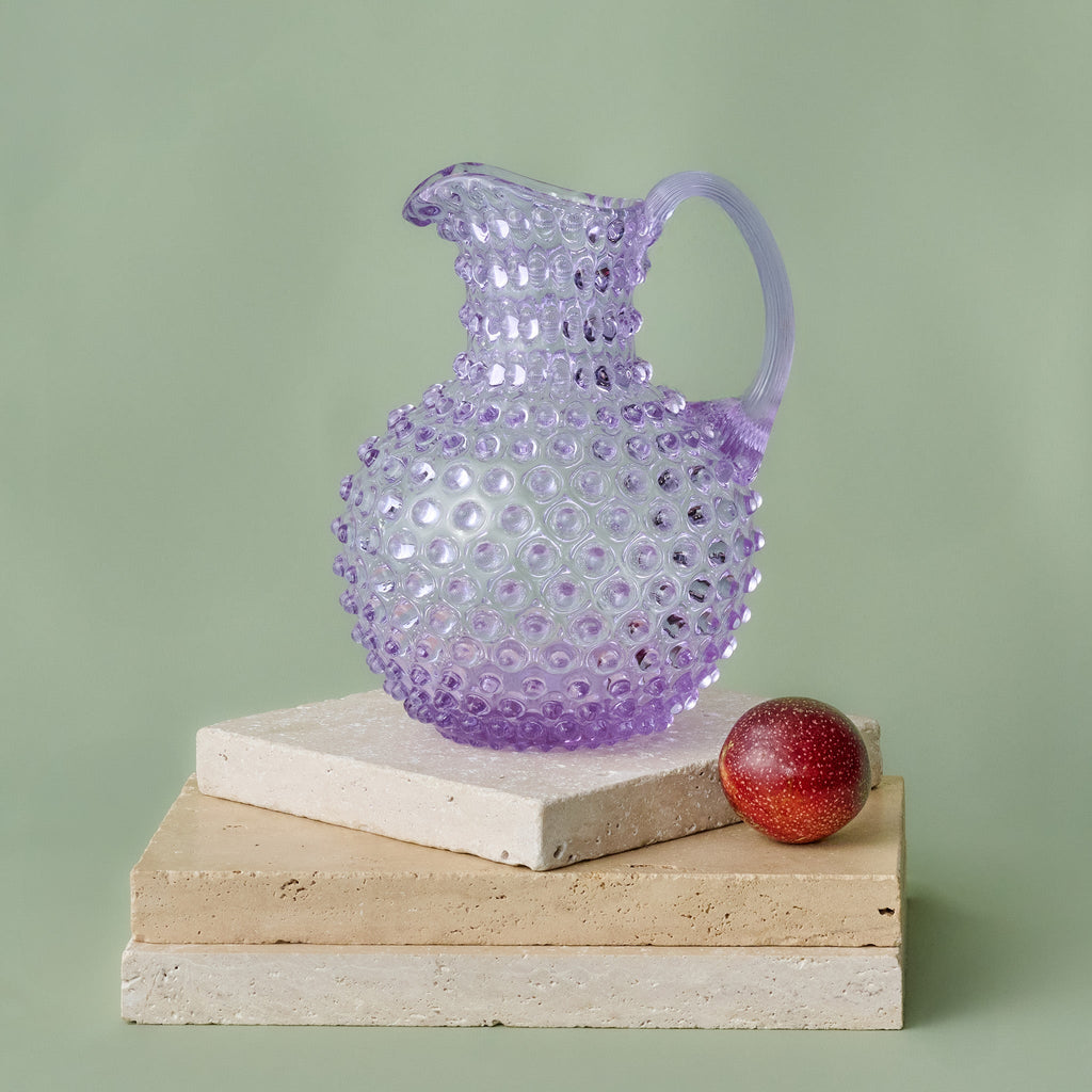 Hobnail Glass Jug in Lilac Bloom – 2 Liter