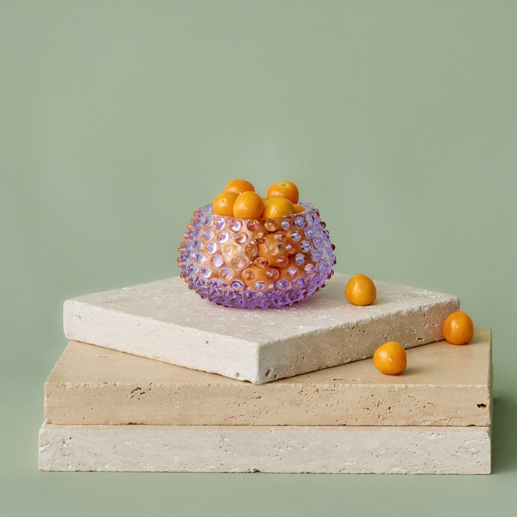 Hobnail Glass Bowl in Lilac Bloom – Small