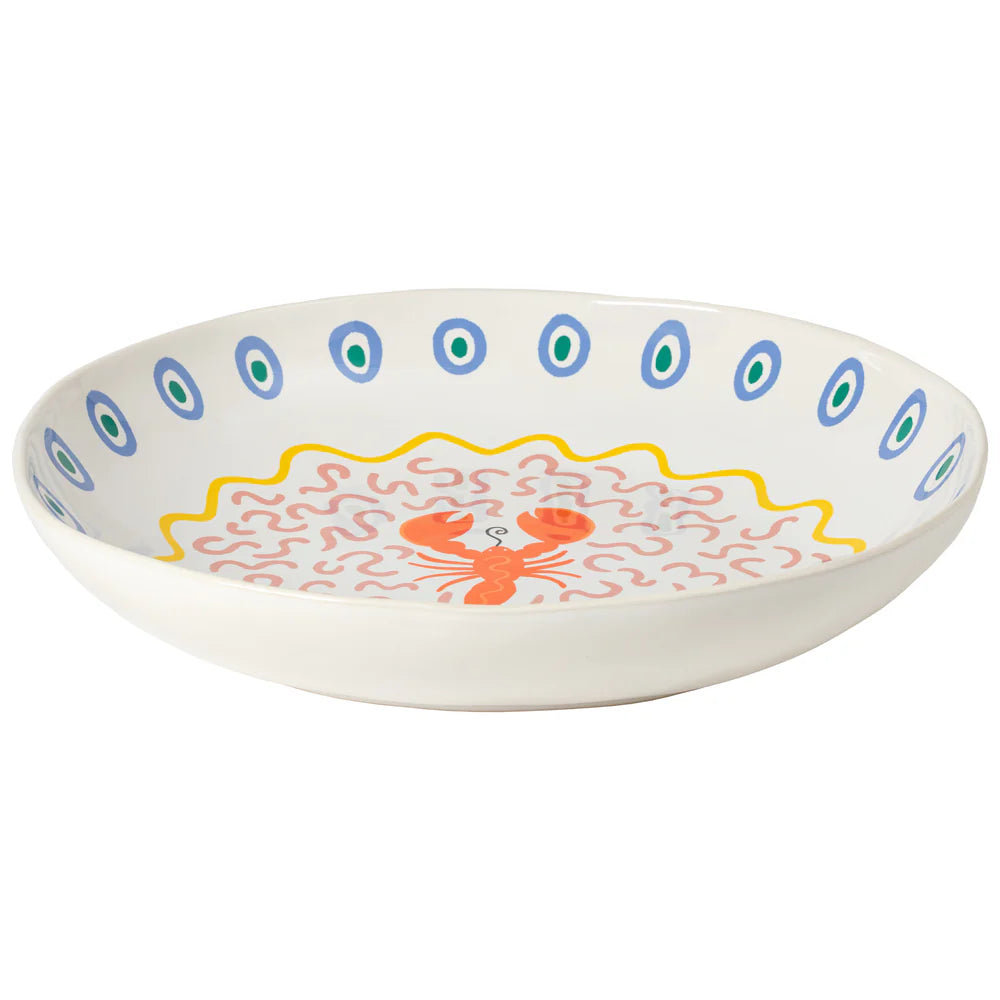 Costa Nova Summer Bliss Low Serving Bowl – Lobster Design Fine Stoneware by Laetitia Rouget