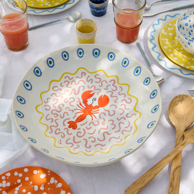 Costa Nova Summer Bliss Low Serving Bowl – Lobster Design Fine Stoneware by Laetitia Rouget