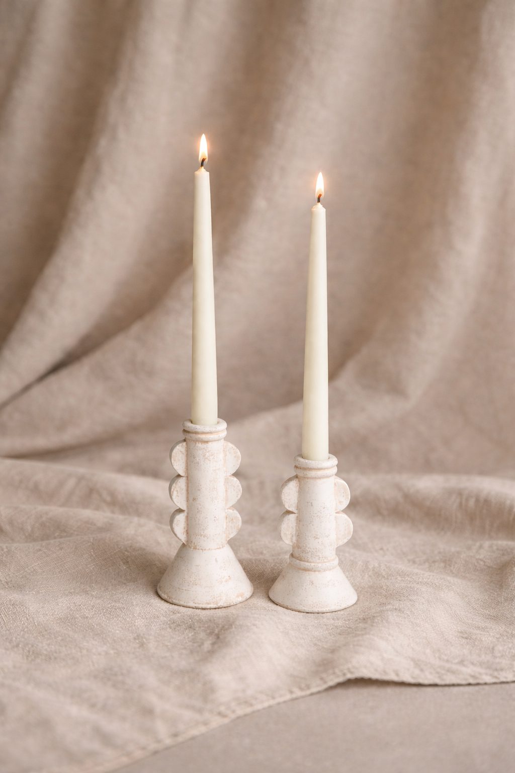 Luna & Raya Handcrafted Terracotta Taper Candle Holders