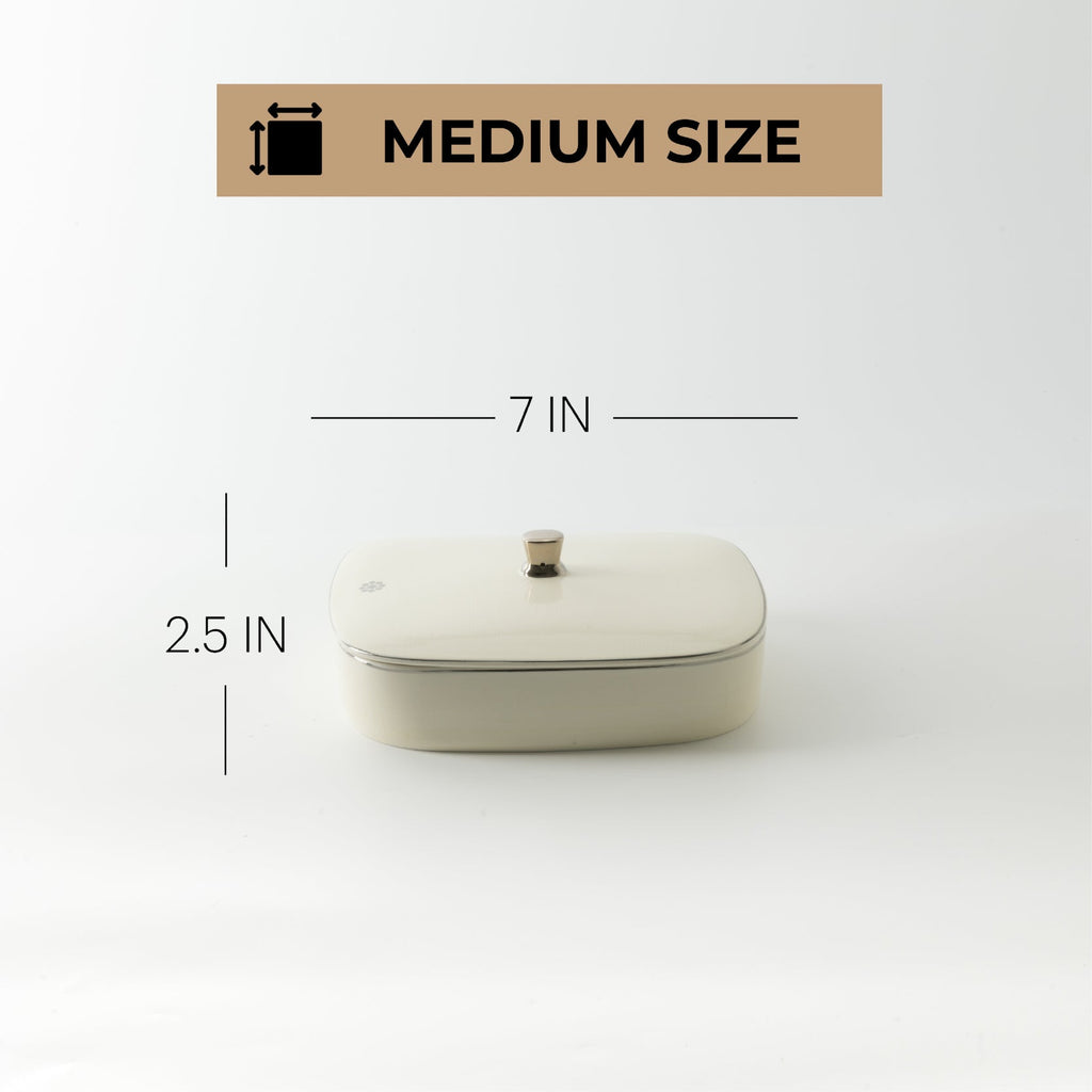 Mirral - Medium Decorative Canister - White & Silver