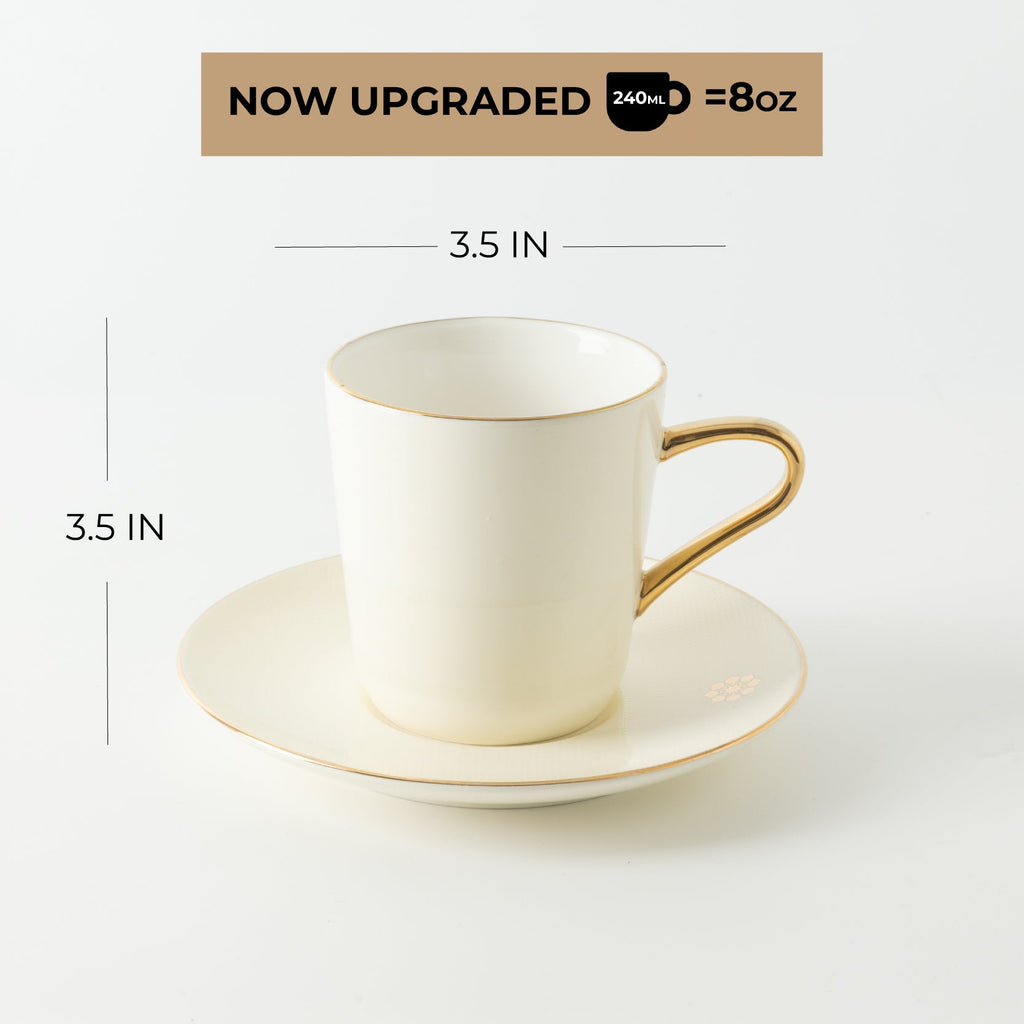 Mirral - Cappuccino Set (12-Pc) - White & Gold