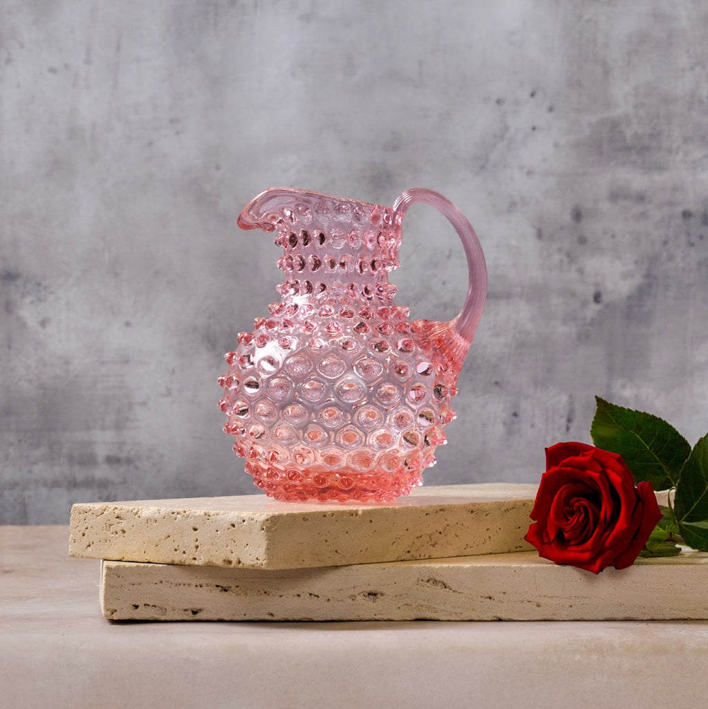 Hobnail Glass Creamer Jug in Petal Pink – 1 Liter