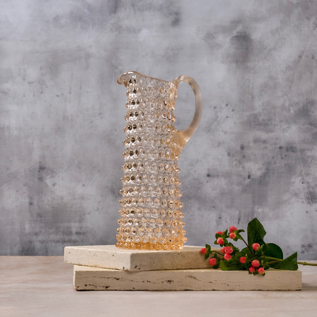 Hobnail Glass Jug in Apricot Chiffon – Tall 1.2 Liter