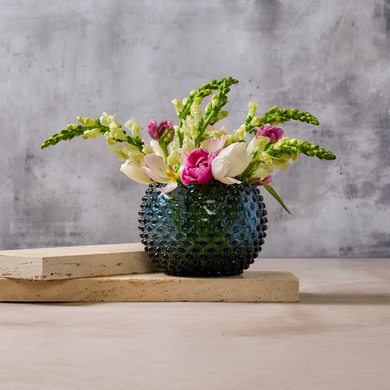 Hobnail Glass Vase in Charcoal Haze – Large