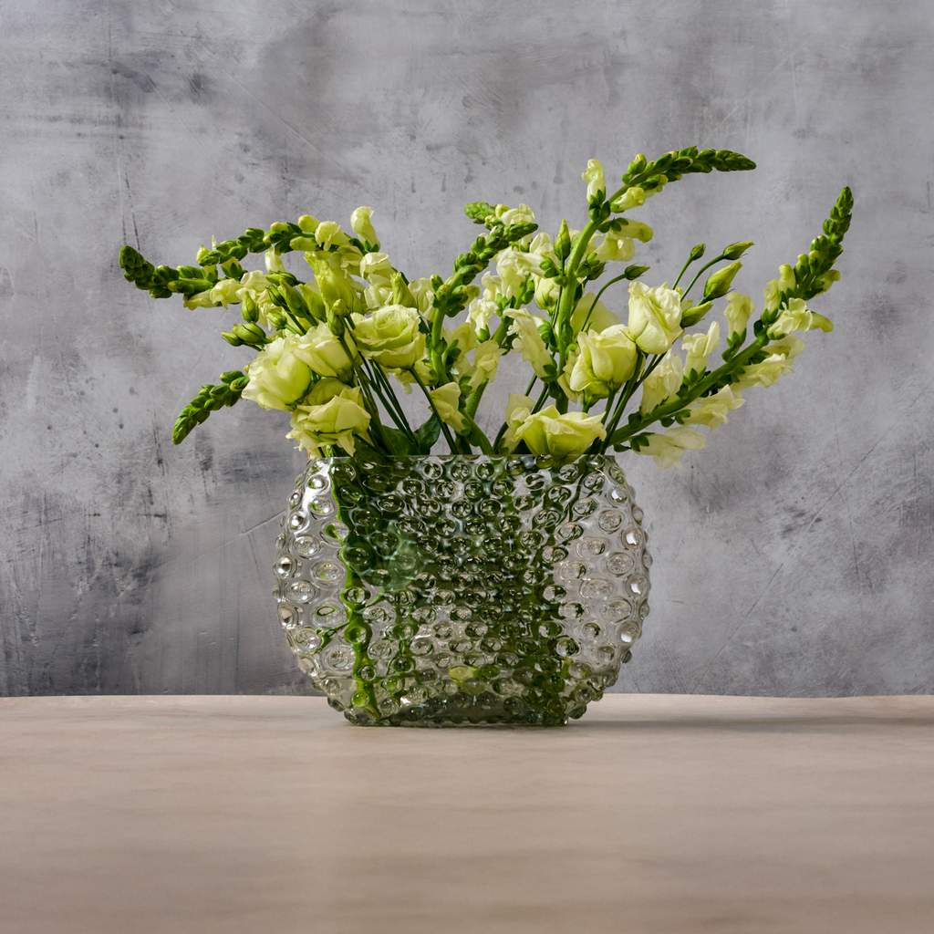 Hobnail Glass Vase in Smokey Quartz – Optic