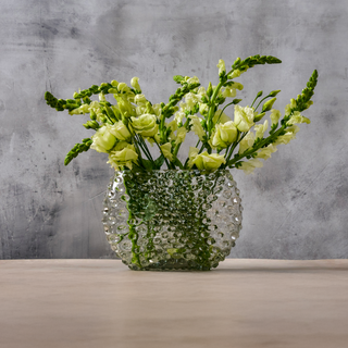 Hobnail Glass Vase in Smokey Quartz – Optic