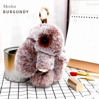 Bunny Lulu Rex Fur Key Chain Gift Set with Vintage Tin or Drawstring Bag