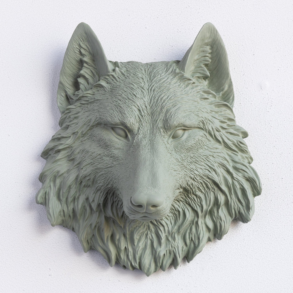Sculpted Mini Faux Wolf Head Wall Decor