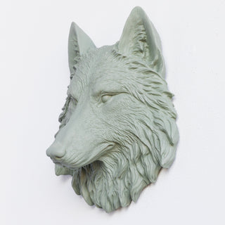 Sculpted Mini Faux Wolf Head Wall Decor