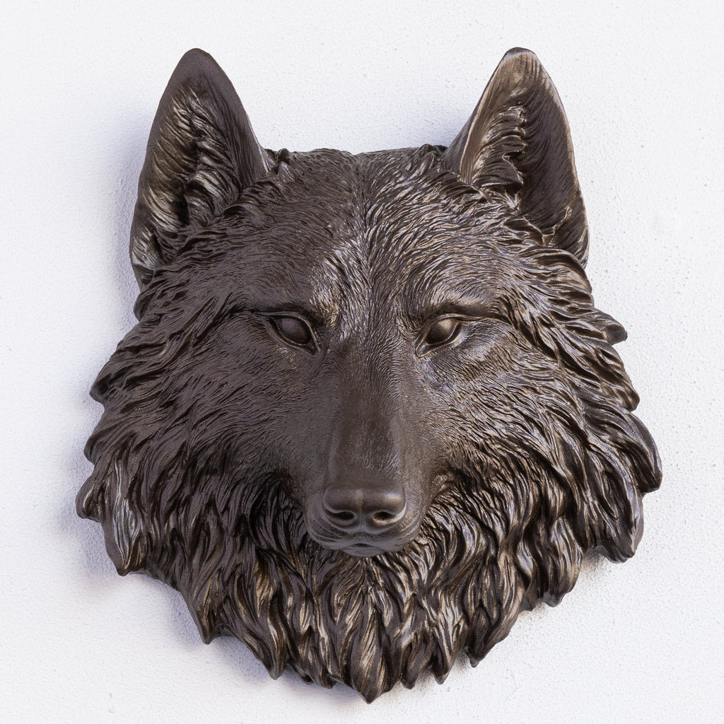 Sculpted Mini Faux Wolf Head Wall Decor