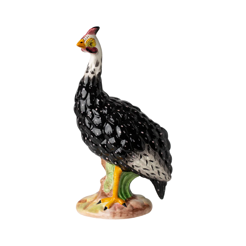 Hand-Painted Italian Guinea Hen Sculptures – Decorative Ceramic Farmhouse Accents