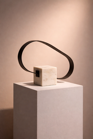 Modern Loop Table Sculpture with White Marble Base