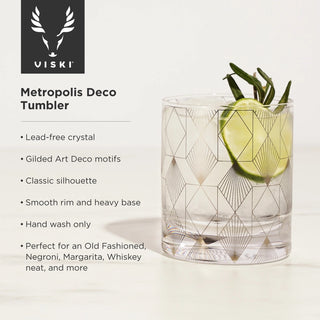 Art Deco Lead-Free Crystal Tumblers — Set of 4 (10 oz) by Viski