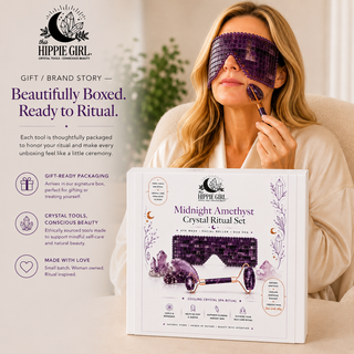 Midnight Amethyst Crystal Spa Gift Set – Eye Mask, Gua Sha & Facial Roller
