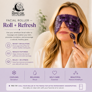 Midnight Amethyst Crystal Spa Gift Set – Eye Mask, Gua Sha & Facial Roller