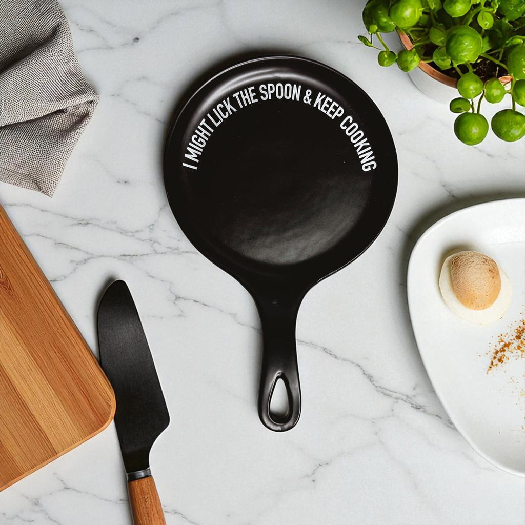 Funny Taste-Tester Spoon Rest with Wooden Spoon – Porcelain Kitchen Spoon Holder