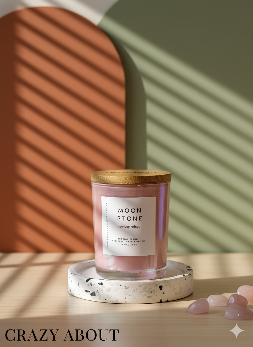 Energy Crystal Candle — Natural Soy Wax, Aromatherapy & Healing Crystals